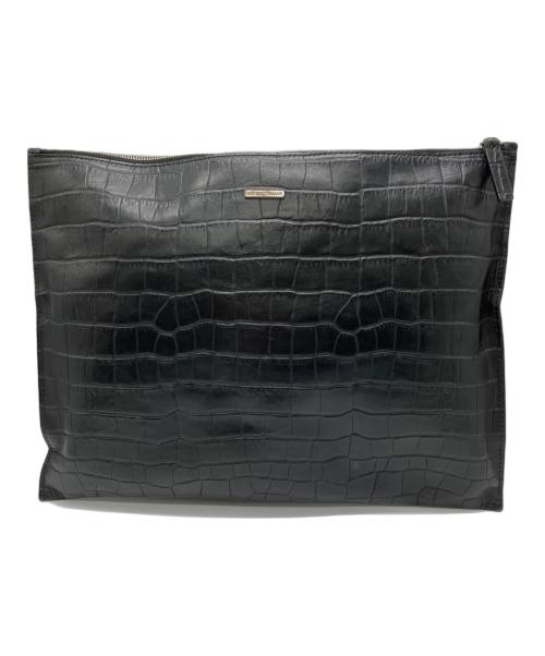 EMPORIO ARMANI（エンポリオ アルマーニ）EMPORIO ARMANI (エンポリオ アルマーニ) クロコ クラッチバッグ ブラックの古着・服飾アイテム