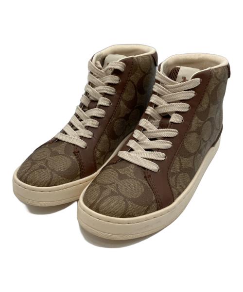 COACH（コーチ）COACH (コーチ) クリップ ハイ トップ スニーカー ブラウン サイズ:US5Bの古着・服飾アイテム