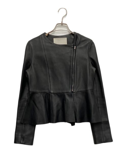 ESTNATION（エストネーション）ESTNATION (エストネーション) ラムレザー ノーカラージャケット ブラック サイズ:38の古着・服飾アイテム