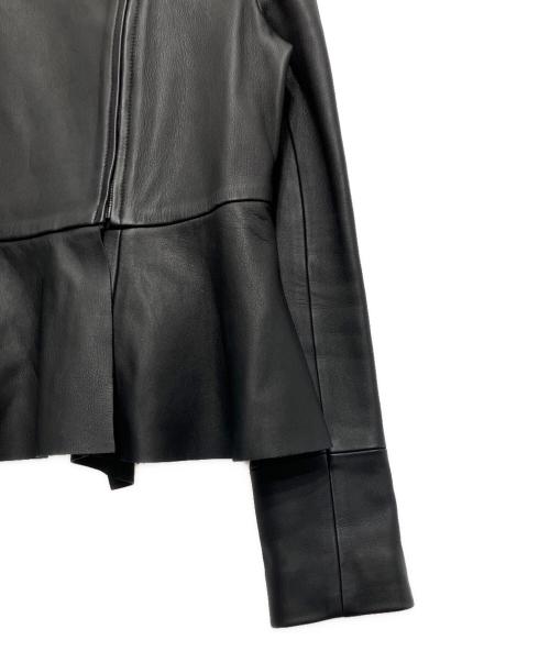 ESTNATION（エストネーション）ESTNATION (エストネーション) ラムレザー ノーカラージャケット ブラック サイズ:38の古着・服飾アイテム