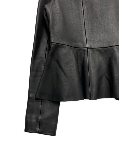 ESTNATION（エストネーション）ESTNATION (エストネーション) ラムレザー ノーカラージャケット ブラック サイズ:38の古着・服飾アイテム