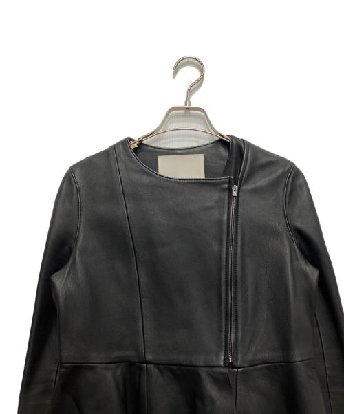 ESTNATION（エストネーション）ESTNATION (エストネーション) ラムレザー ノーカラージャケット ブラック サイズ:38の古着・服飾アイテム