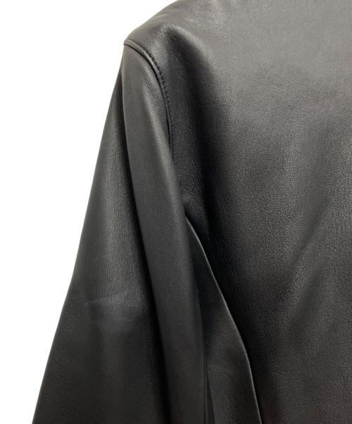 ESTNATION（エストネーション）ESTNATION (エストネーション) ラムレザー ノーカラージャケット ブラック サイズ:38の古着・服飾アイテム