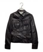 23区ニジュウサンク）の古着「スナップボタンレザートラッカージャケット」｜ブラック