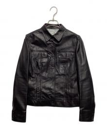 23区（ニジュウサンク）の古着「スナップボタンレザートラッカージャケット」｜ブラック