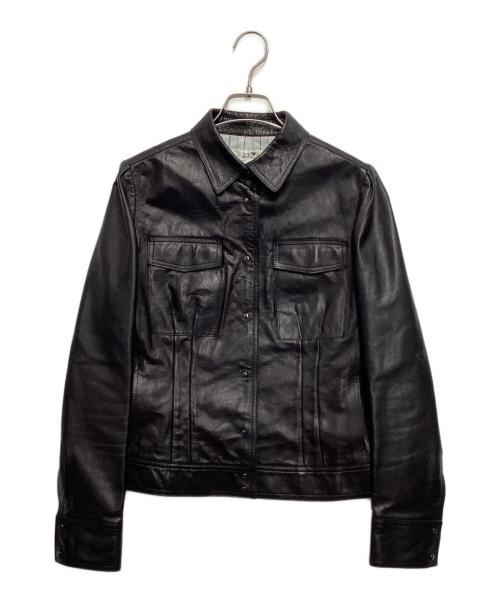 23区（ニジュウサンク）23区 (ニジュウサンク) スナップボタンレザートラッカージャケット ブラック サイズ:40の古着・服飾アイテム