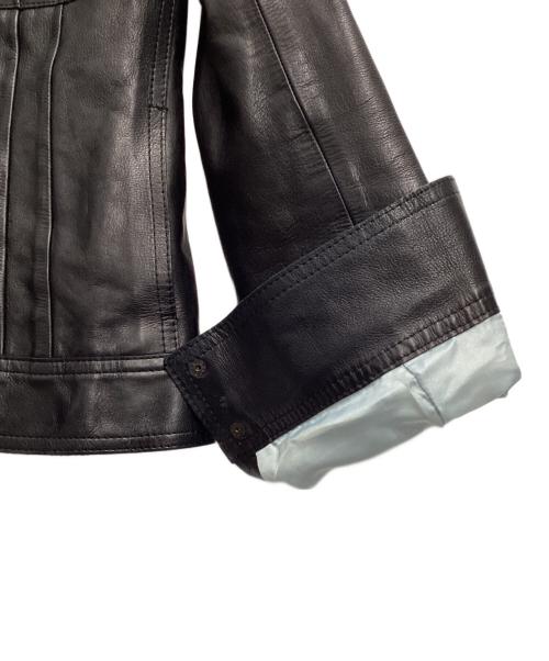 23区（ニジュウサンク）23区 (ニジュウサンク) スナップボタンレザートラッカージャケット ブラック サイズ:40の古着・服飾アイテム