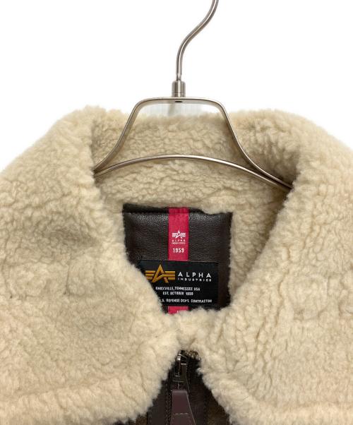 ALPHA（アルファ）ALPHA (アルファ) フェイクムートン B-3 ジャケット ブラウン サイズ:Lの古着・服飾アイテム