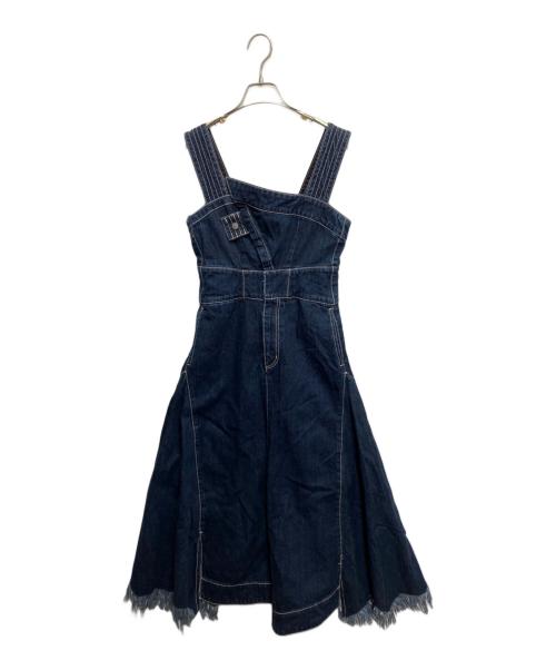 UN3D.（アンスリード）UN3D. (アンスリード) アシンメトリーデニムドレス デニム サロペットスカート インディゴ サイズ:36の古着・服飾アイテム