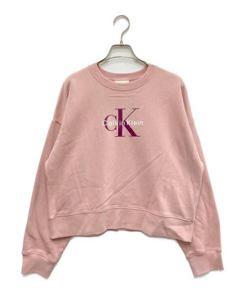 Calvin Klein Jeans（カルバンクラインジーンズ）Calvin Klein Jeans (カルバンクラインジーンズ) モノグラムロゴリラックスクルーネックスウェットプルオーバー ピンク サイズ:M 未使用品の古着・服飾アイテム