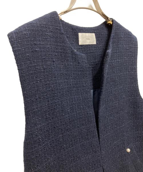 Vin（ヴィン）Vin (ヴィン) ツイードロングジレ ネイビー サイズ:9 未使用品の古着・服飾アイテム