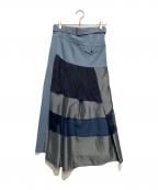 UNITED TOKYOユナイテッドトーキョー）の古着「ランダムブロッキングスカート」｜ブルー
