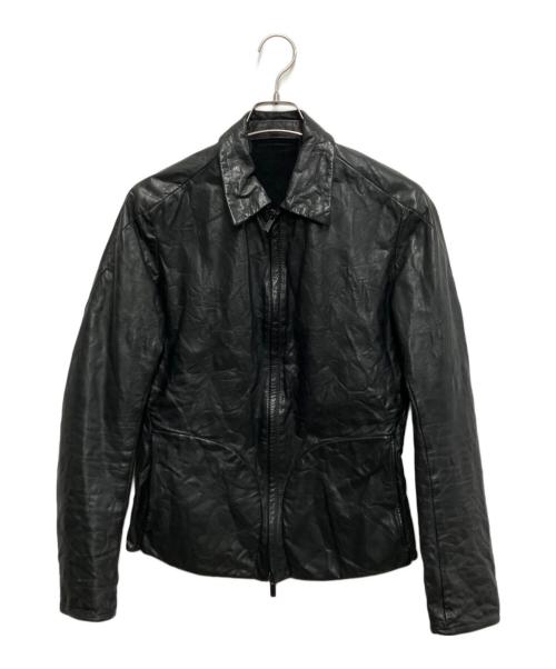LAYER-0（レイヤーゼロ）LAYER-0 (レイヤーゼロ) レザー シングル ライダースジャケット ブラック サイズ:46の古着・服飾アイテム