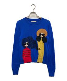 alice+olivia（アリスアンドオリビア）の古着「アップリケデザインニット」｜ブルー