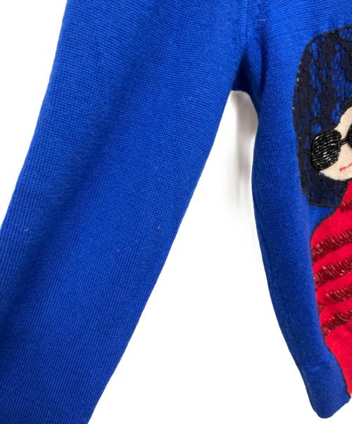 alice+olivia（アリスアンドオリビア）alice+olivia (アリスアンドオリビア) アップリケデザインニット ブルー サイズ:不明の古着・服飾アイテム