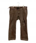 BEAUGANボーガン）の古着「刺し子泥染ワークパンツ」｜ブラウン