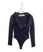 OPEN YYオープンワイワイ）の古着「RUFFLE BODYSUIT」｜ブラック