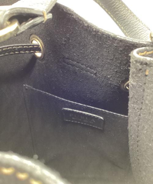 FURLA（フルラ）FURLA (フルラ) 巾着ハンドバッグ ブラックの古着・服飾アイテム