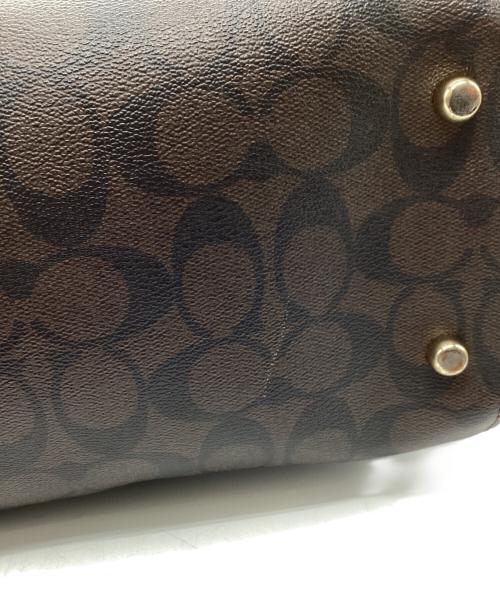 COACH（コーチ）COACH (コーチ) ローアン サッチェル シグネチャー キャンバス ブラウン×ブラックの古着・服飾アイテム