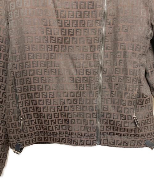 FENDI（フェンディ）FENDI (フェンディ) ズッカ柄パディングライダースジャケット ブラウン サイズ:不明の古着・服飾アイテム