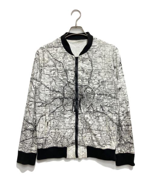 NUMBER (N)INE（ナンバーナイン）NUMBER (N)INE (ナンバーナイン) ペーパーマップブルゾン ホワイト×ブラック サイズ:34の古着・服飾アイテム