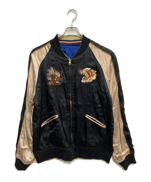 HOUSTON（ヒューストン）HOUSTON (ヒューストン) スーベニアジャケット ブラック×ブルー サイズ:Ｌの古着・服飾アイテム