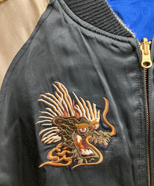 HOUSTON（ヒューストン）HOUSTON (ヒューストン) スーベニアジャケット ブラック×ブルー サイズ:Ｌの古着・服飾アイテム