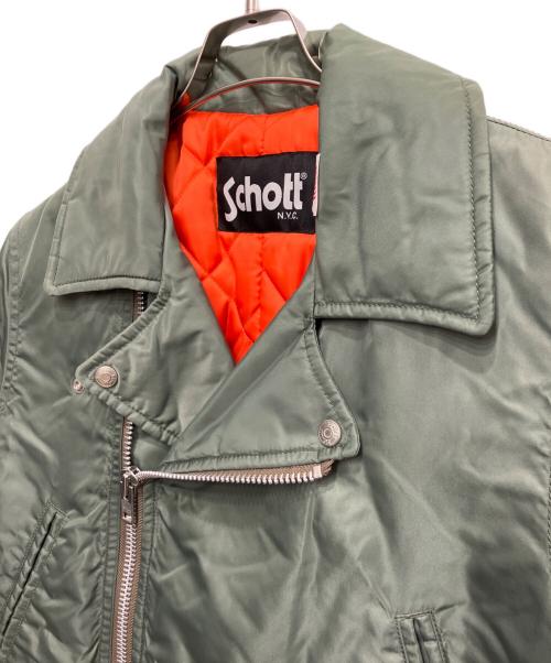 Schott（ショット）Schott (ショット) ナイロンダブルライダースコート オリーブ サイズ:Mの古着・服飾アイテム