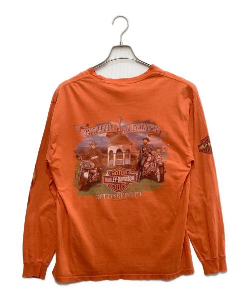 HARLEY-DAVIDSON（ハーレーダビッドソン）HARLEY-DAVIDSON (ハーレーダビッドソン) 長袖カットソー オレンジ サイズ:Lの古着・服飾アイテム