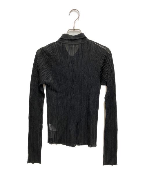 FRAY ID（フレイ アイディー）FRAY ID (フレイ アイディー) シアーリブニットポロ ブラック サイズ:freeの古着・服飾アイテム