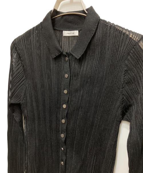 FRAY ID（フレイ アイディー）FRAY ID (フレイ アイディー) シアーリブニットポロ ブラック サイズ:freeの古着・服飾アイテム