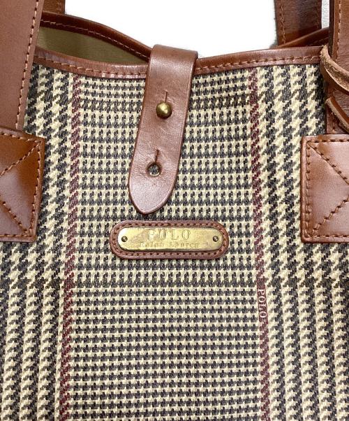 POLO RALPH LAUREN（ポロ・ラルフローレン）POLO RALPH LAUREN (ポロ・ラルフローレン) 千鳥柄トートバッグ ブラウンの古着・服飾アイテム