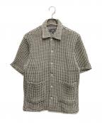 KITHキス）の古着「Bubble Check Short Sleeve Boxy Collared Overshirt」｜ホワイト×ブラック