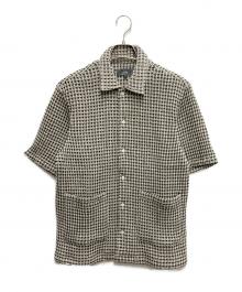 KITH（キス）の古着「Bubble Check Short Sleeve Boxy Collared Overshirt」｜ホワイト×ブラック