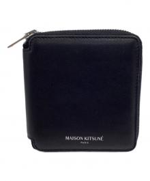 maison kitsune（メゾンキツネ）の古着「ラウンドジップ スクエアウォレット」｜ブラック