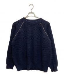 Y's for men（ワイズフォーメン）の古着「ラグランステッチウールニット」｜ネイビー