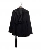 Y'sワイズ）の古着「ベルテッド ピークドラペルジャケット」｜ブラック