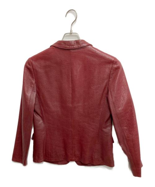 Calvin Klein（カルバンクライン）Calvin Klein (カルバンクライン) ラムレザージャケット レッド サイズ:Mの古着・服飾アイテム