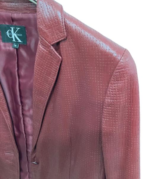 Calvin Klein（カルバンクライン）Calvin Klein (カルバンクライン) ラムレザージャケット レッド サイズ:Mの古着・服飾アイテム