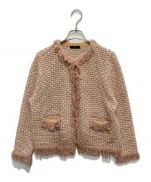 allureville（アルアバイル）の古着「ミックスツイードニットジャケット」｜ピンク