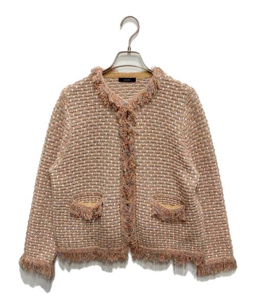 allureville（アルアバイル）allureville (アルアバイル) ミックスツイードニットジャケット ピンク サイズ:2の古着・服飾アイテム