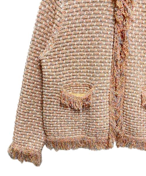 allureville（アルアバイル）allureville (アルアバイル) ミックスツイードニットジャケット ピンク サイズ:2の古着・服飾アイテム