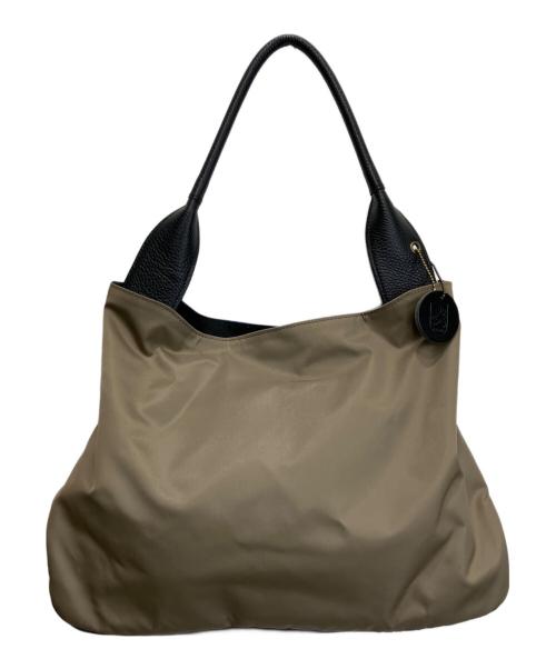 lahella（ラヘラ）lahella (ラヘラ) レザーナイロン切替トートバッグ ブルーの古着・服飾アイテム