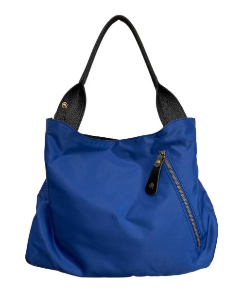 lahella（ラヘラ）lahella (ラヘラ) レザーナイロン切替トートバッグ ブルーの古着・服飾アイテム