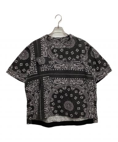 中古・古着通販】sacai (サカイ) ペイズリー柄ジッププルオーバー sacai22ssペイズリー柄袖 黒 Tシャツ3サイズ