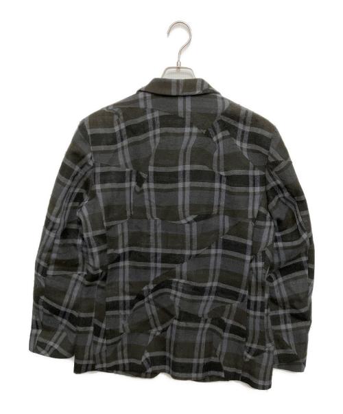 ISSEY MIYAKE MEN（イッセイミヤケメン）ISSEY MIYAKE MEN (イッセイミヤケメン) 変形チェックウールテーラードジャケット グレー サイズ:2の古着・服飾アイテム