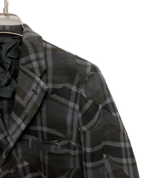 ISSEY MIYAKE MEN（イッセイミヤケメン）ISSEY MIYAKE MEN (イッセイミヤケメン) 変形チェックウールテーラードジャケット グレー サイズ:2の古着・服飾アイテム
