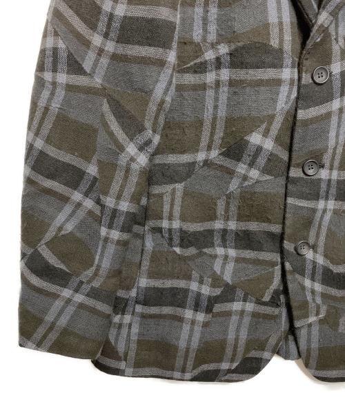 ISSEY MIYAKE MEN（イッセイミヤケメン）ISSEY MIYAKE MEN (イッセイミヤケメン) 変形チェックウールテーラードジャケット グレー サイズ:2の古着・服飾アイテム
