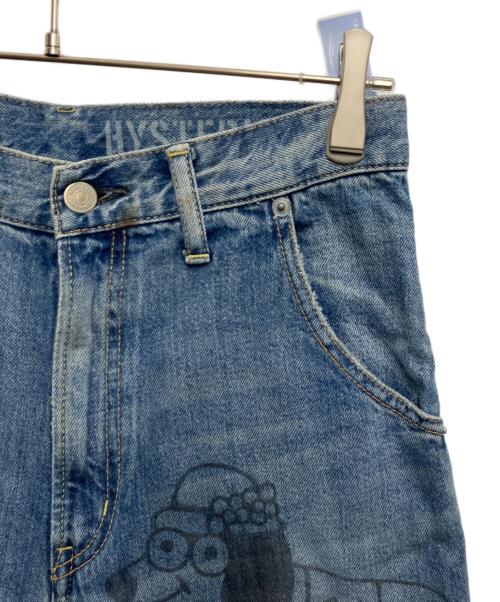 Hysteric Glamour（ヒステリックグラマー）Hysteric Glamour (ヒステリックグラマー) DOODING ANIMALS 8分丈ワイドデニムパンツ インディゴ サイズ:27の古着・服飾アイテム