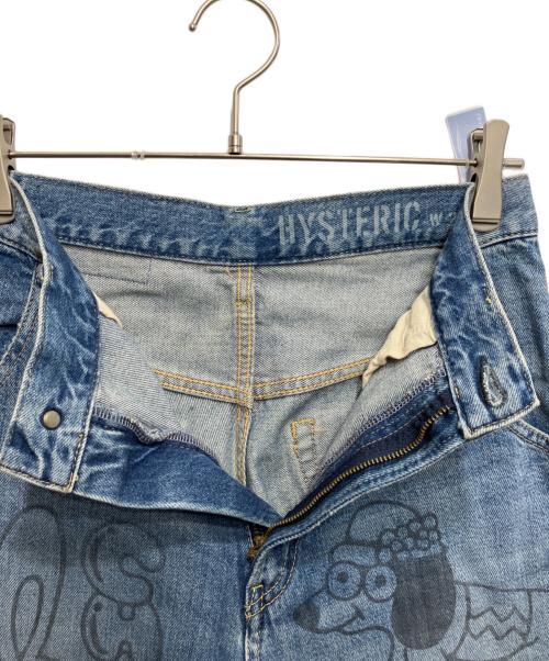 Hysteric Glamour（ヒステリックグラマー）Hysteric Glamour (ヒステリックグラマー) DOODING ANIMALS 8分丈ワイドデニムパンツ インディゴ サイズ:27の古着・服飾アイテム